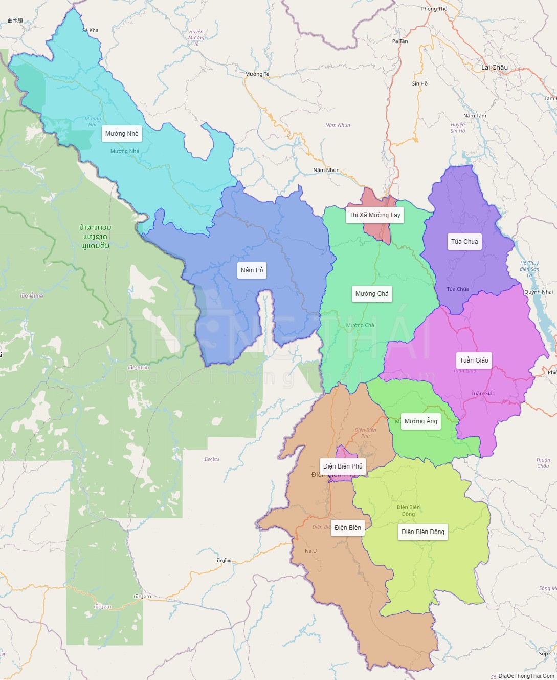 Bản đồ hành chính tỉnh Điện Biên