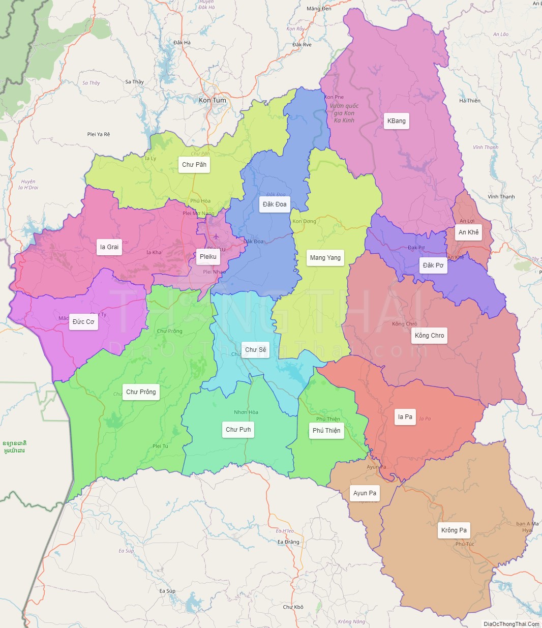 Các huyện thị thuộc Gia Lai