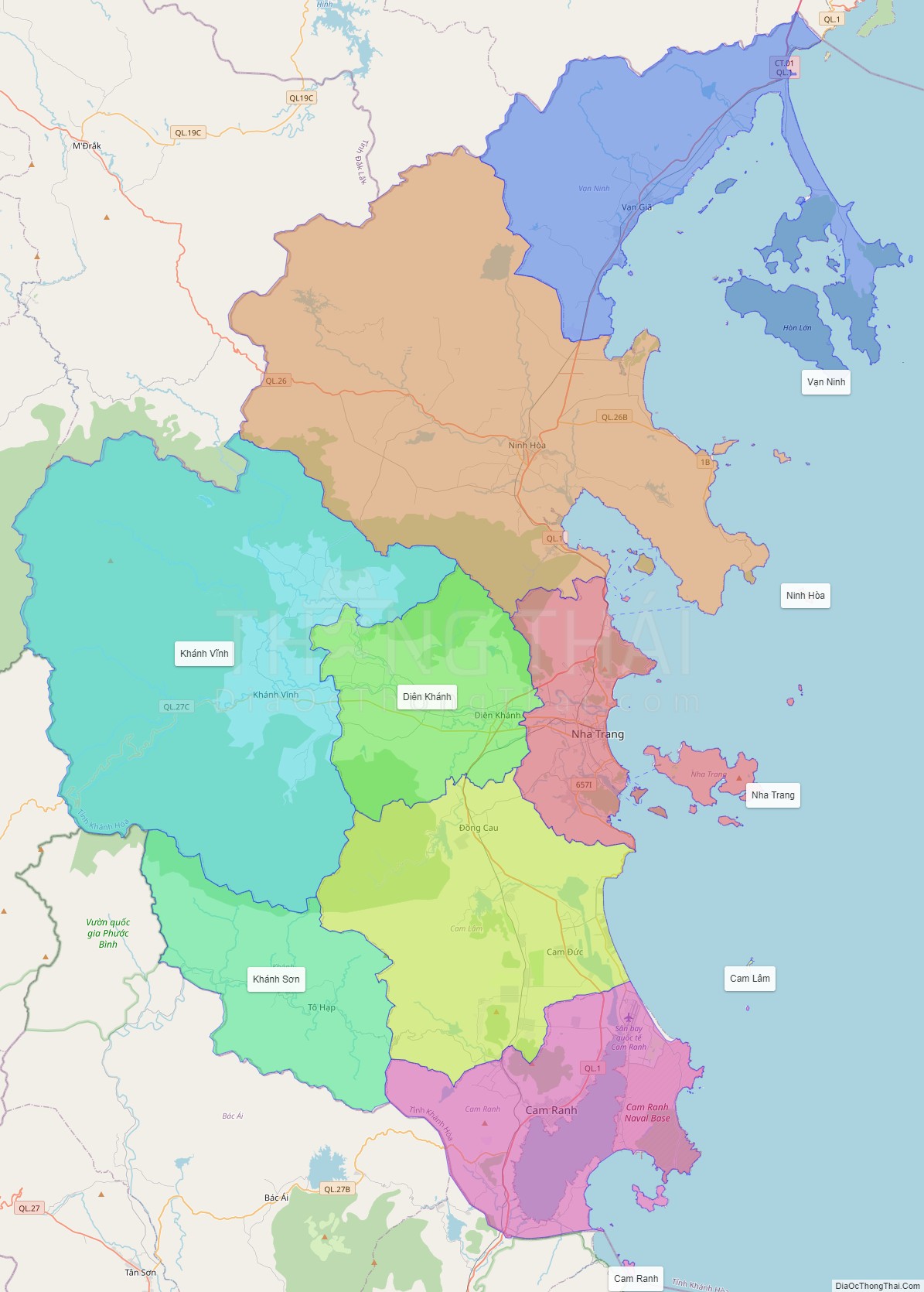 Các huyện thị thuộc Khánh Hòa