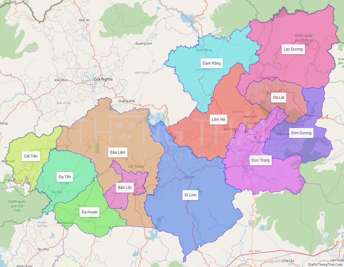 Các huyện thị thuộc Lâm Đồng