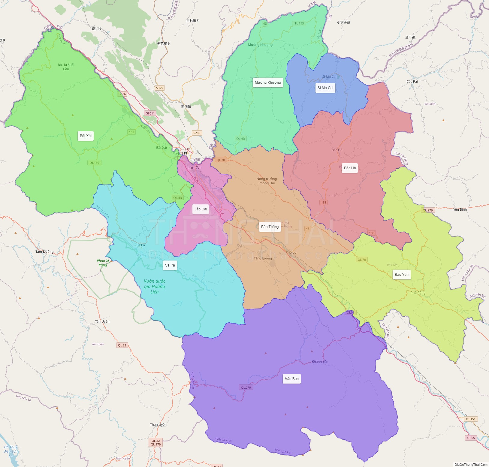 Các huyện thị thuộc Lào Cai