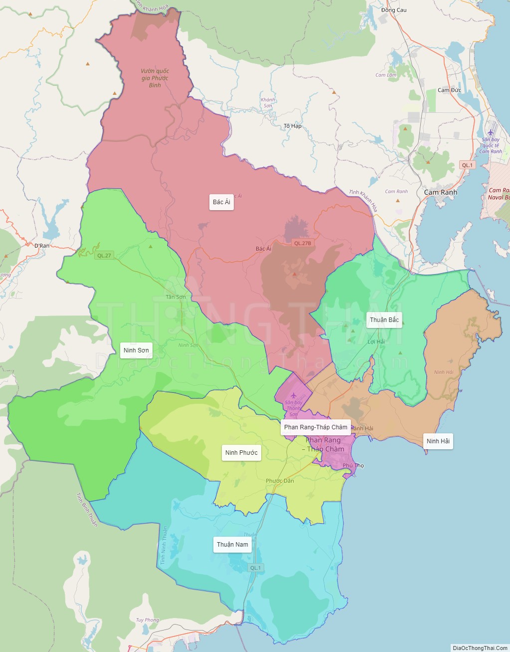 Bản đồ hành chính tỉnh Ninh Thuận