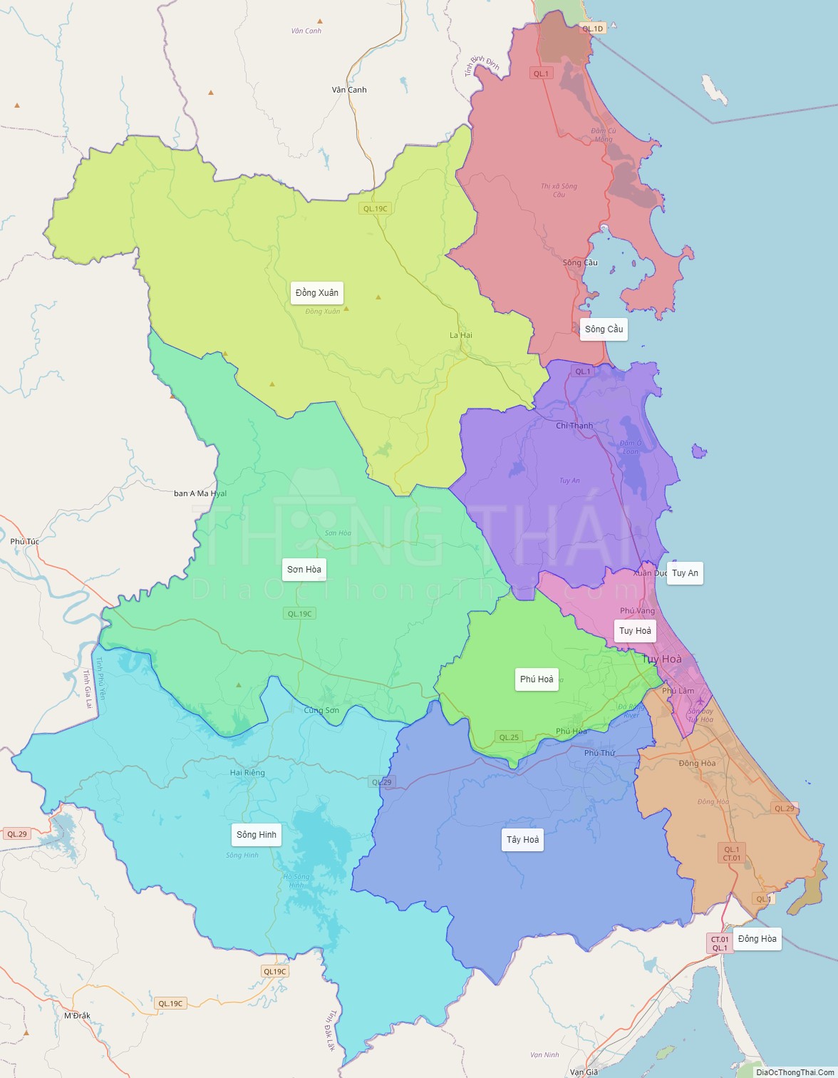 Bản đồ hành chính tỉnh Phú Yên