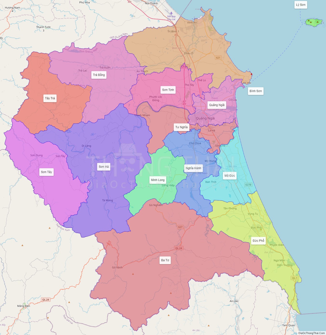 Các huyện thị thuộc Quảng Ngãi