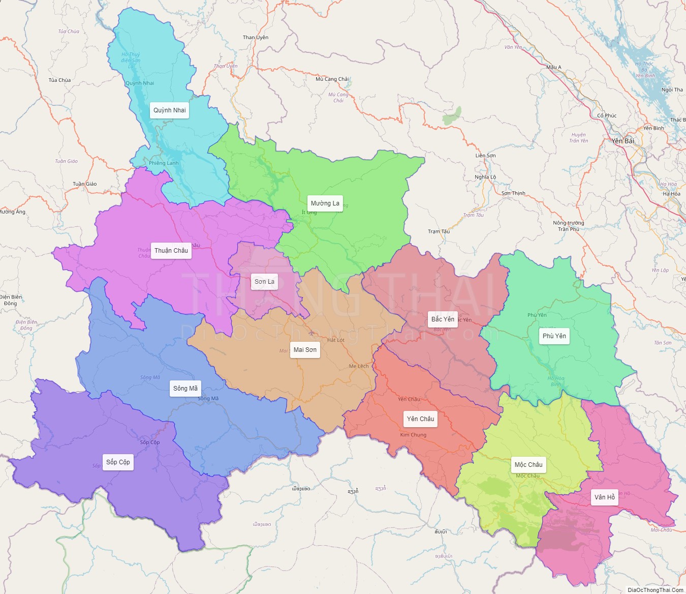 Bản đồ hành chính tỉnh Sơn La