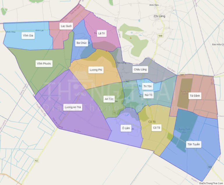 High-resolution political map of Tri Ton