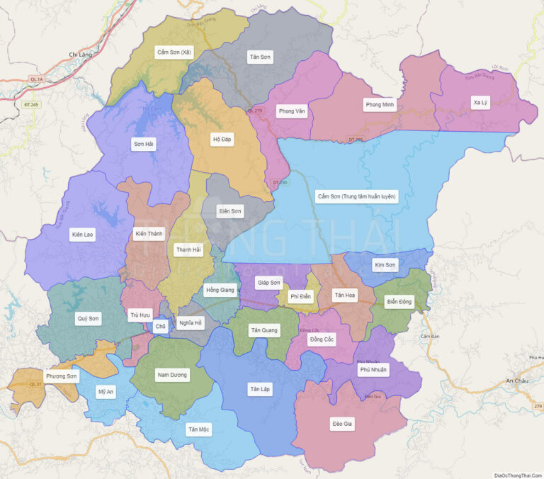 High-resolution political map of Luc Ngan