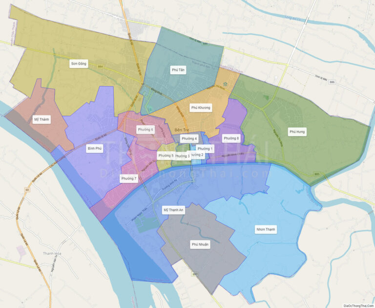 High-resolution political map of Ben Tre