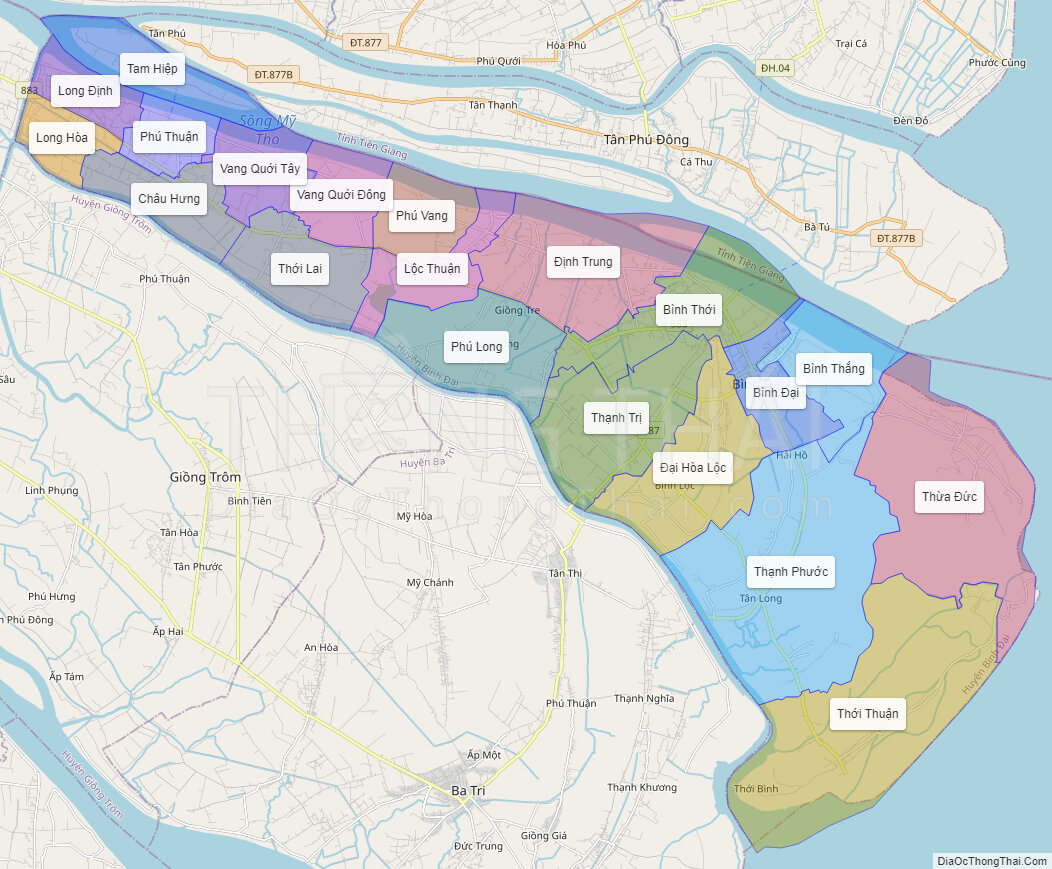 Bản đồ huyện Bình Đại, Bến Tre năm 2024 sẽ cho bạn cái nhìn tổng quan về địa hình, đất đai, diện tích và các điểm du lịch đặc trưng tại địa phương này. Đừng bỏ lỡ cơ hội khám phá những điểm du lịch độc đáo tại Bình Đại khi đến Bến Tre.
