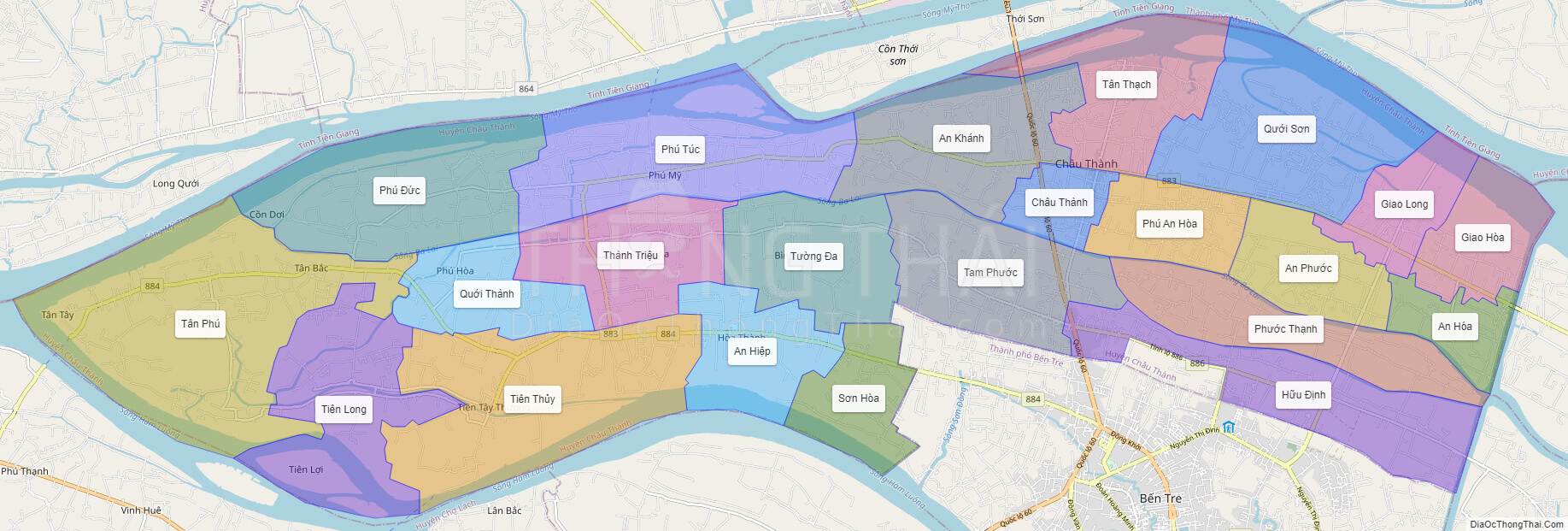 Bộ sưu tập bản đồ huyện châu thành bến tre thú vị để khám phá thành phố