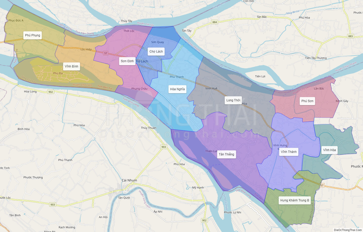 Bản đồ huyện Chợ Lách tỉnh Bến Tre ở đâu trên Google Maps?