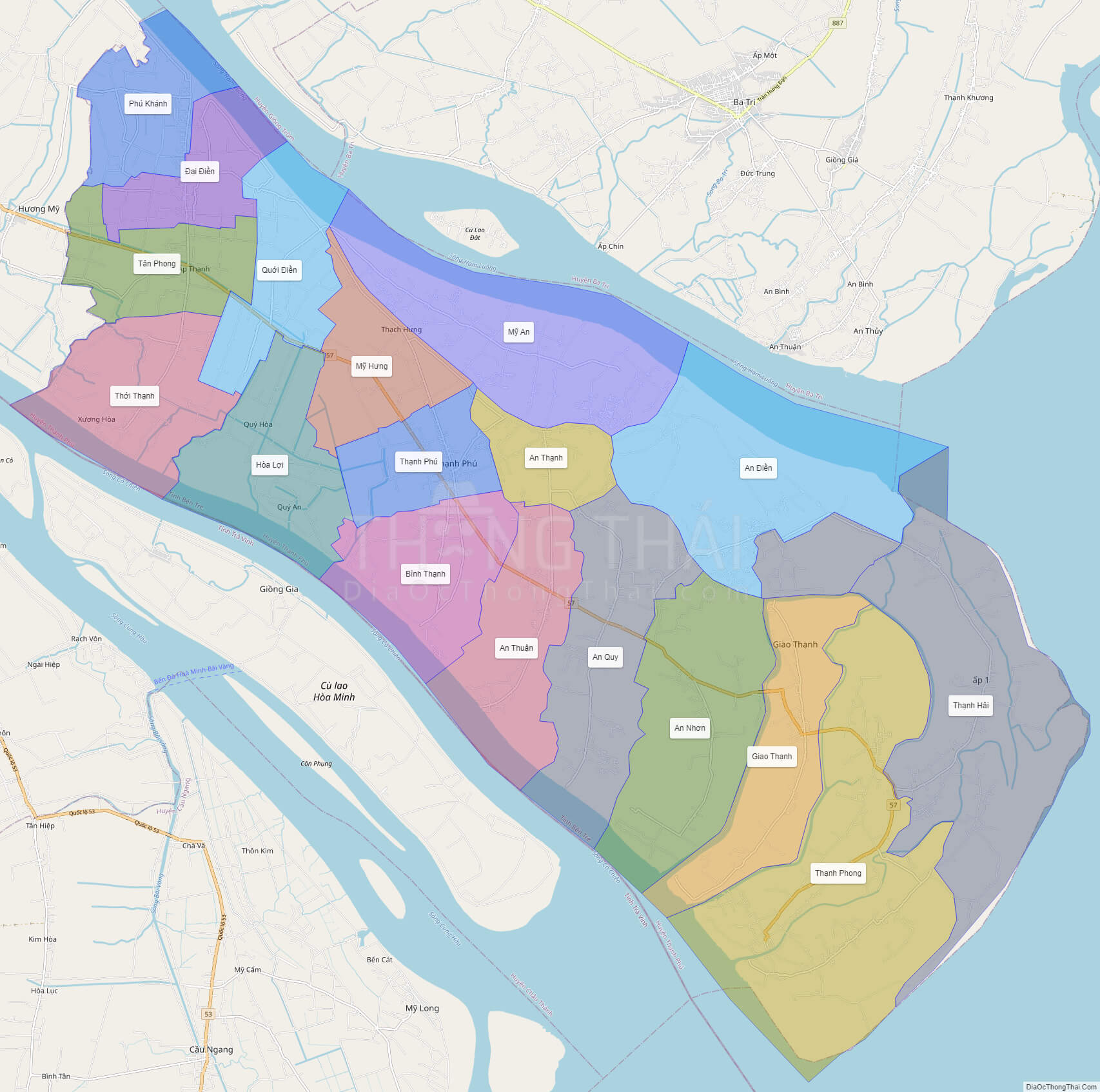Bản đồ huyện Bình Đại - Bến Tre: 
Khám phá vùng đất xinh đẹp với bản đồ huyện Bình Đại - Bến Tre được cập nhật đến năm