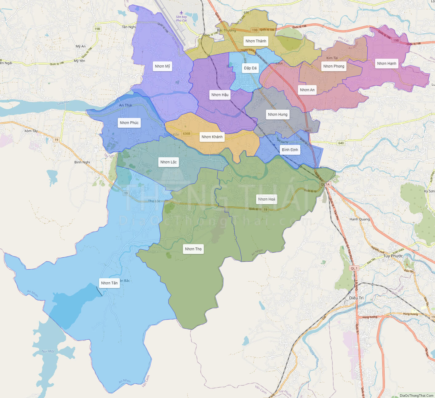 Bảng thông tin bản đồ thị xã An Nhơn Bình Định - Chi tiết địa chỉ và thông tin quan trọng