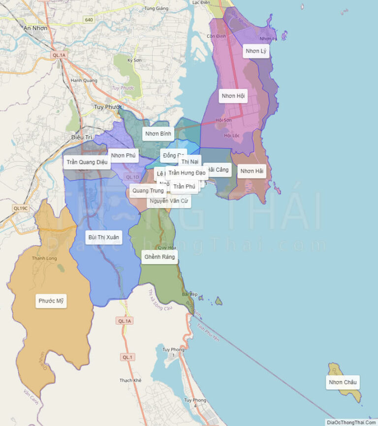 High-resolution political map of Qui Nhon