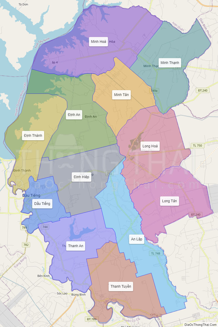 High-resolution political map of Dau Tieng