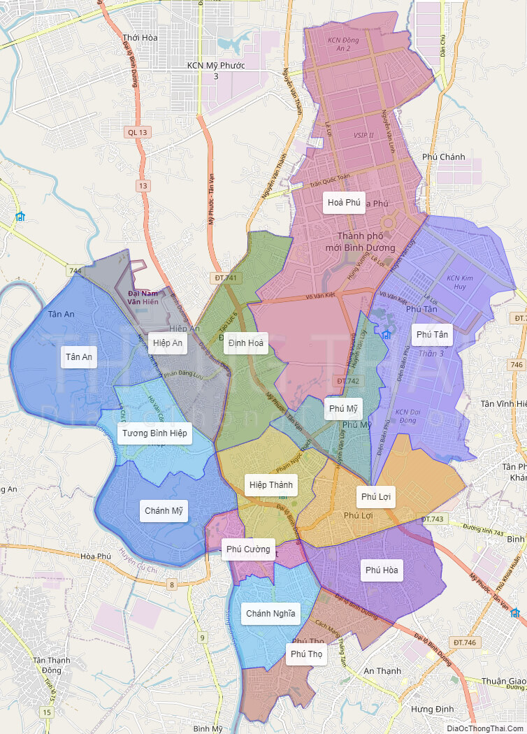 High-resolution political map of Thu Dau Mot