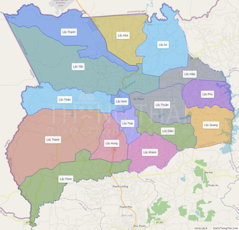 High-resolution political map of Loc Ninh