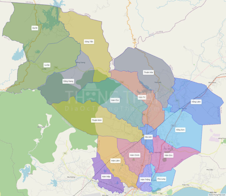 High-resolution political map of Ham Thuan Bac
