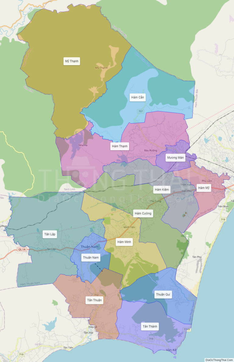 High-resolution political map of Ham Thuan Nam