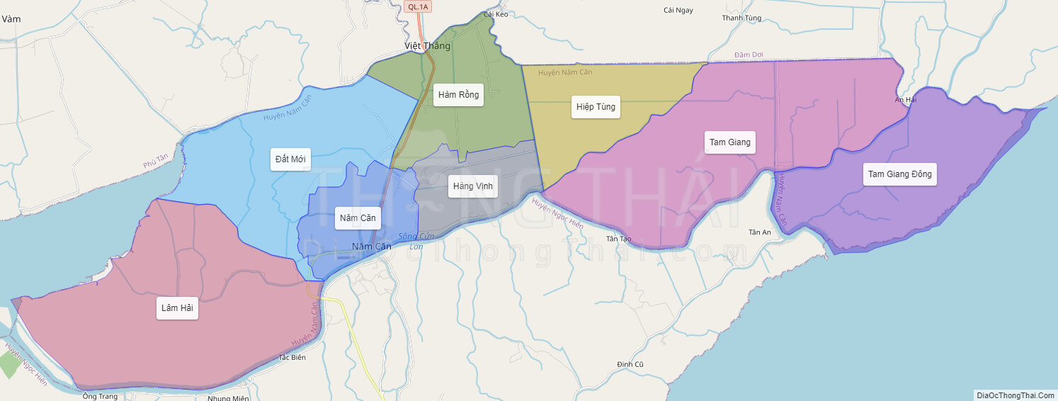 bản đồ huyện năm căn tỉnh cà mau