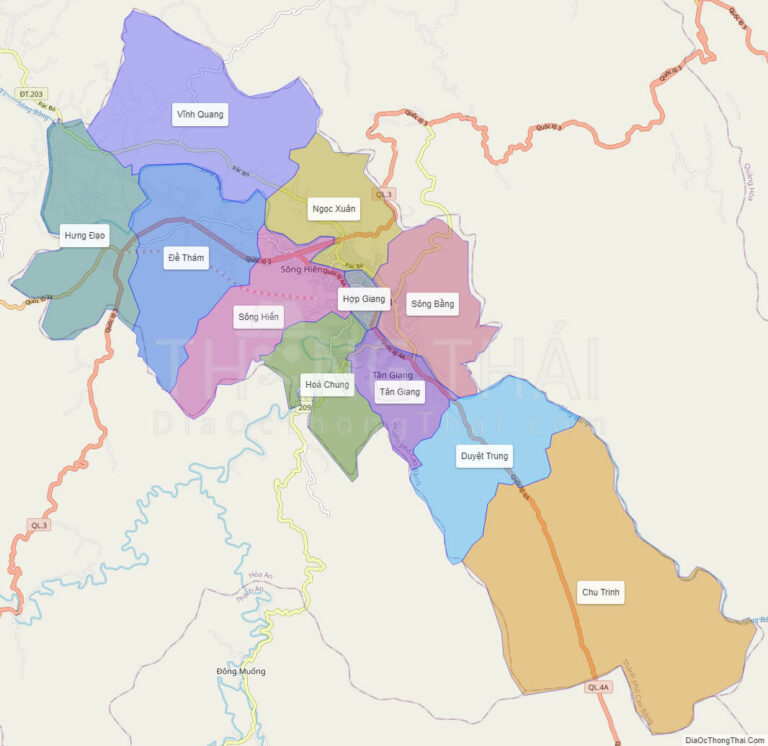 High-resolution political map of Cao Bang
