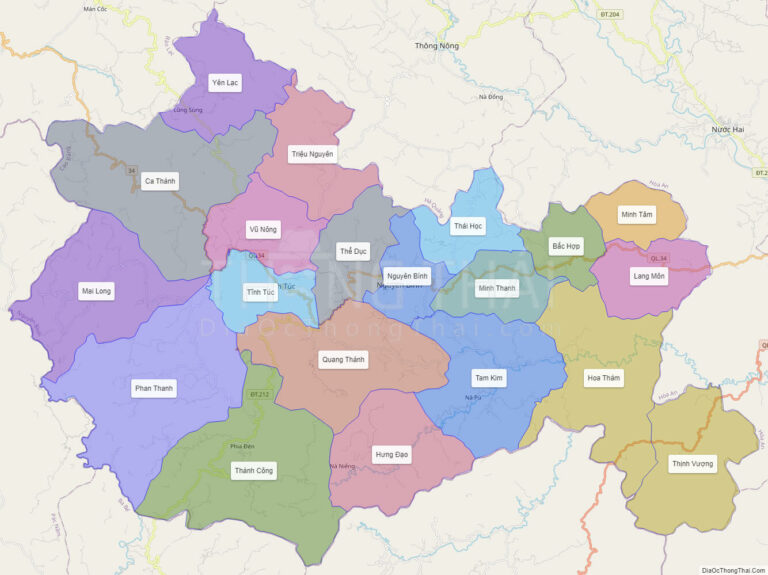 High-resolution political map of Nguyen Binh