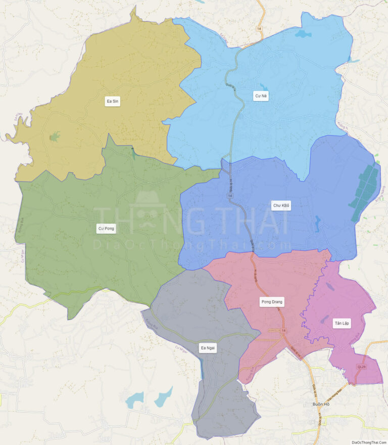 High-resolution political map of Krong Buk