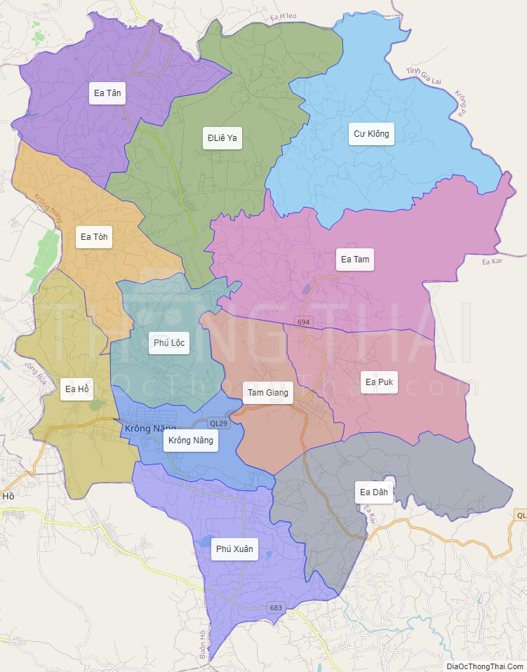 High-resolution political map of Krong Nang