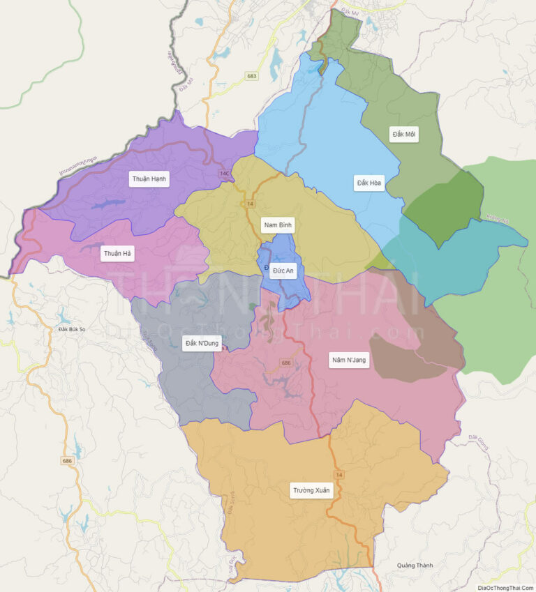 High-resolution political map of Dak Song
