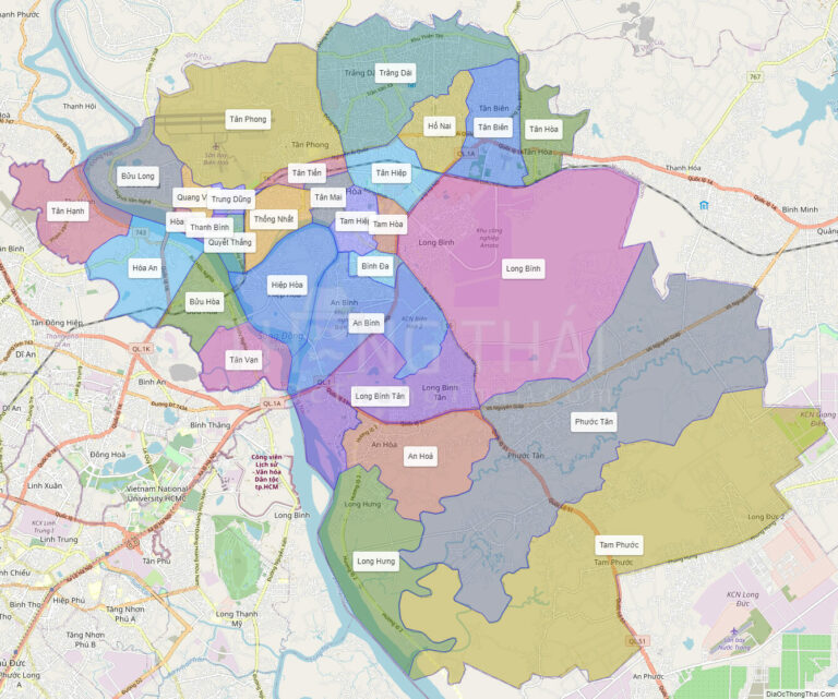 Bản đồ hành chính Thành phố Biên Hòa