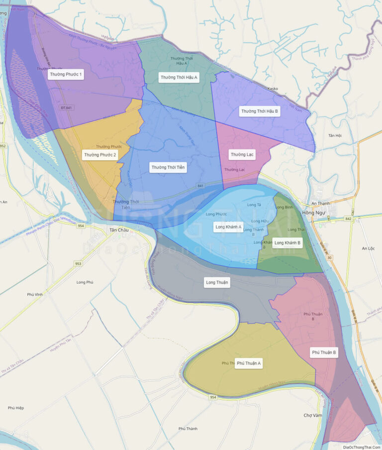 Bản đồ hành chính Huyện Hồng Ngự