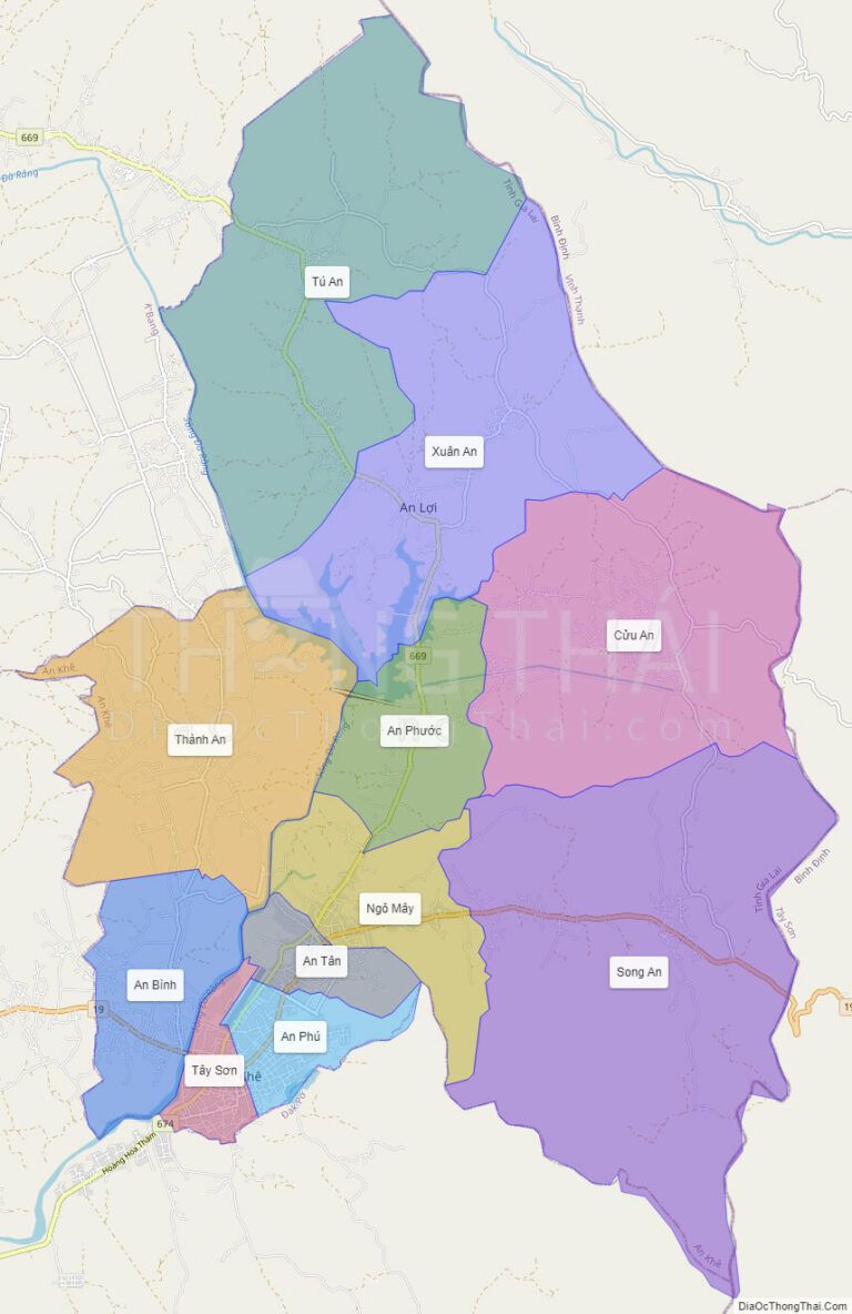 High-resolution political map of An Khe