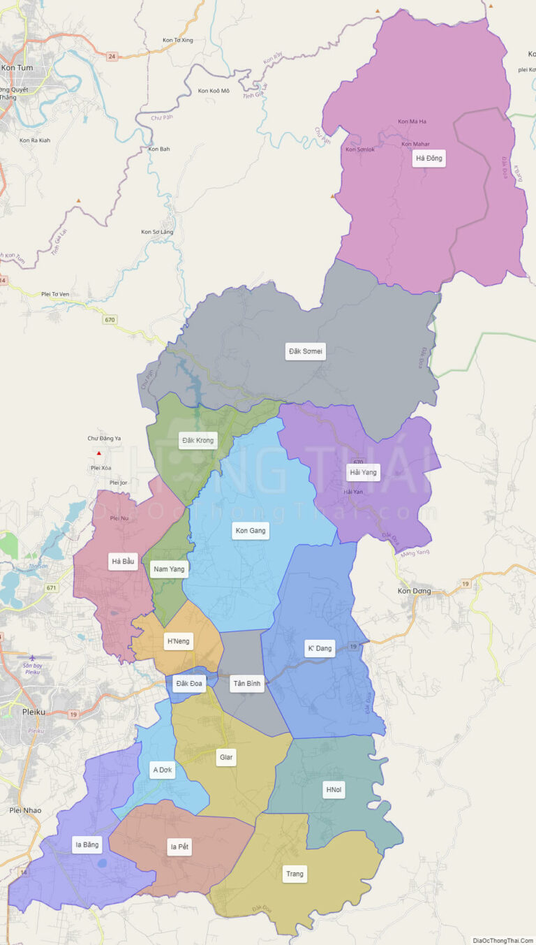 Bản đồ hành chính Huyện Đăk Đoa