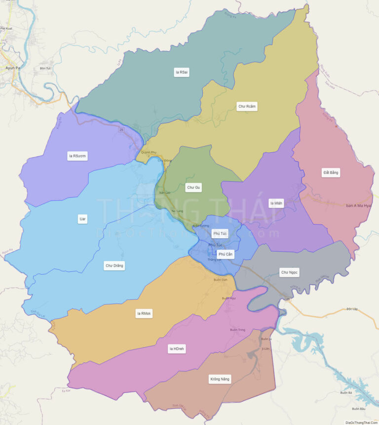 High-resolution political map of Krong Pa