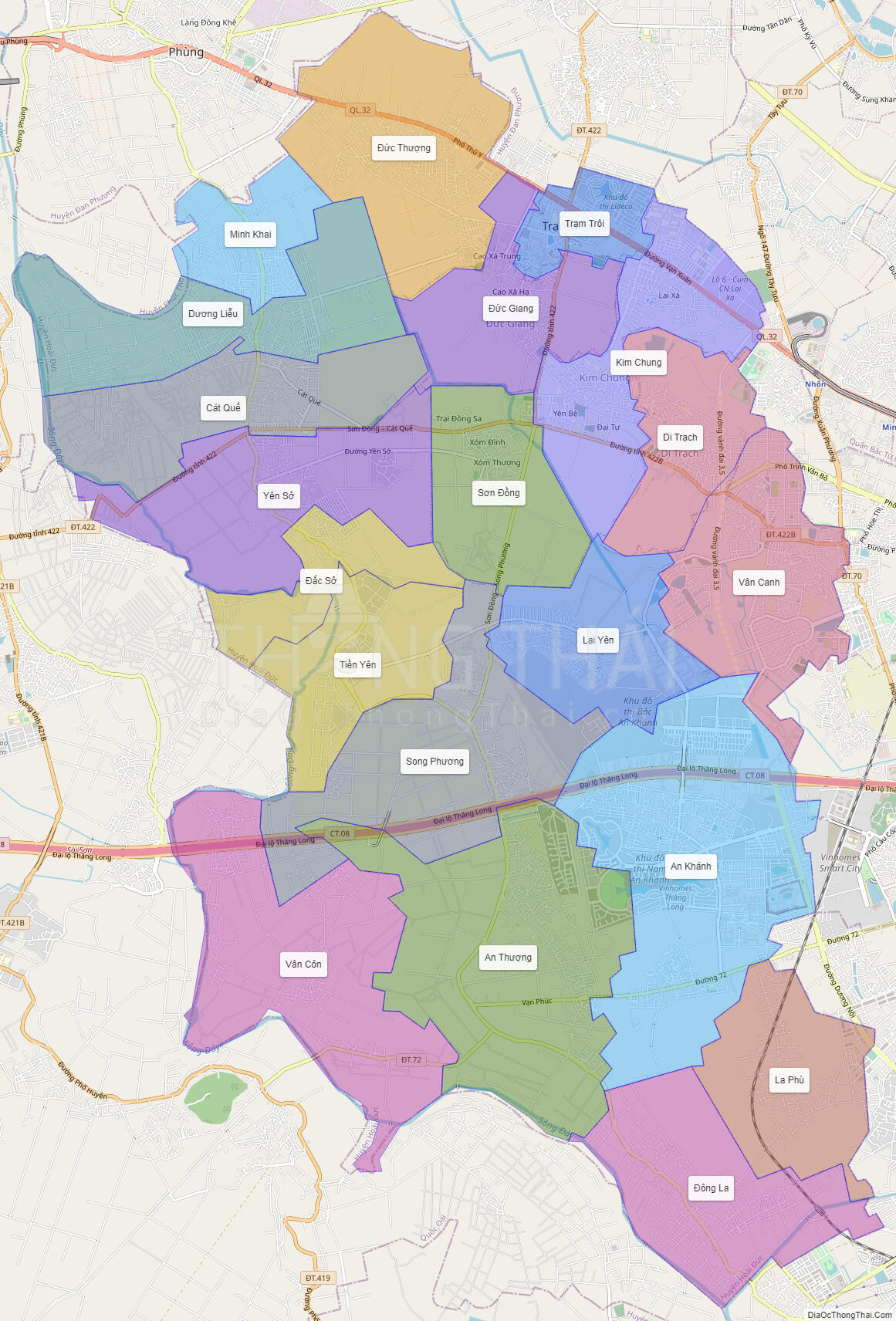 Thông tin bản đồ huyện hoài đức chi tiết và đầy đủ