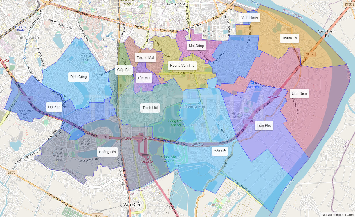 Khám phá bản đồ quận Hoàng Mai Hà Nội online miễn phí và dễ sử dụng
