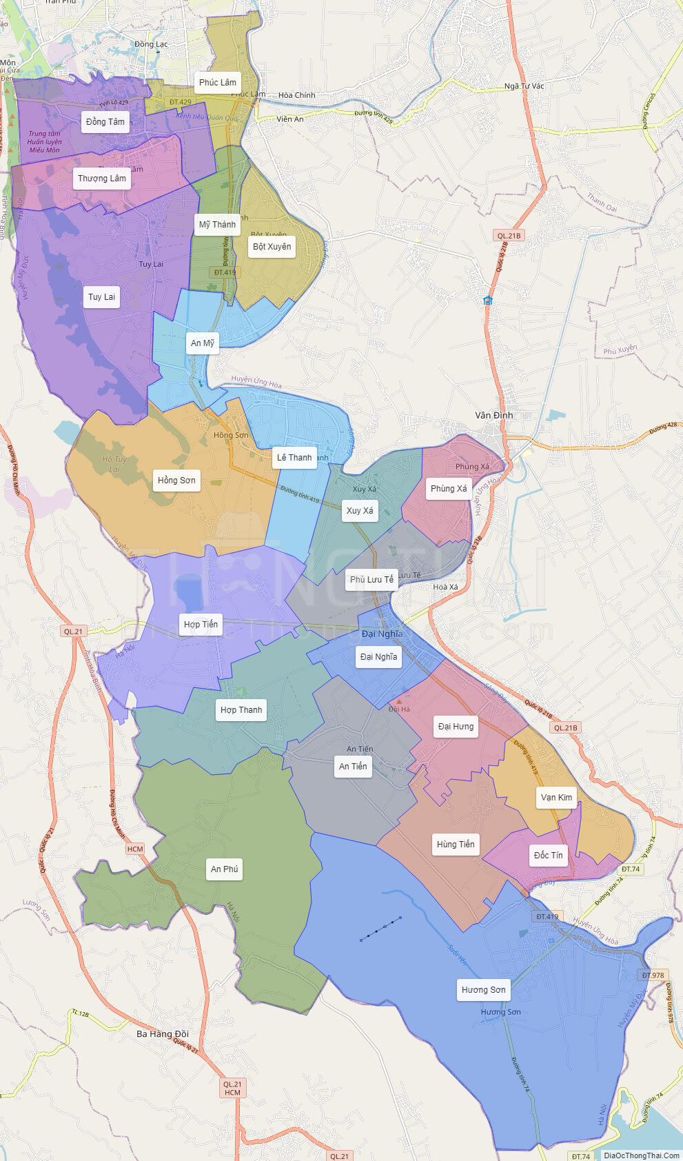 bản đồ huyện mỹ đức