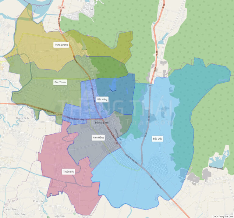 High-resolution political map of Hong Linh