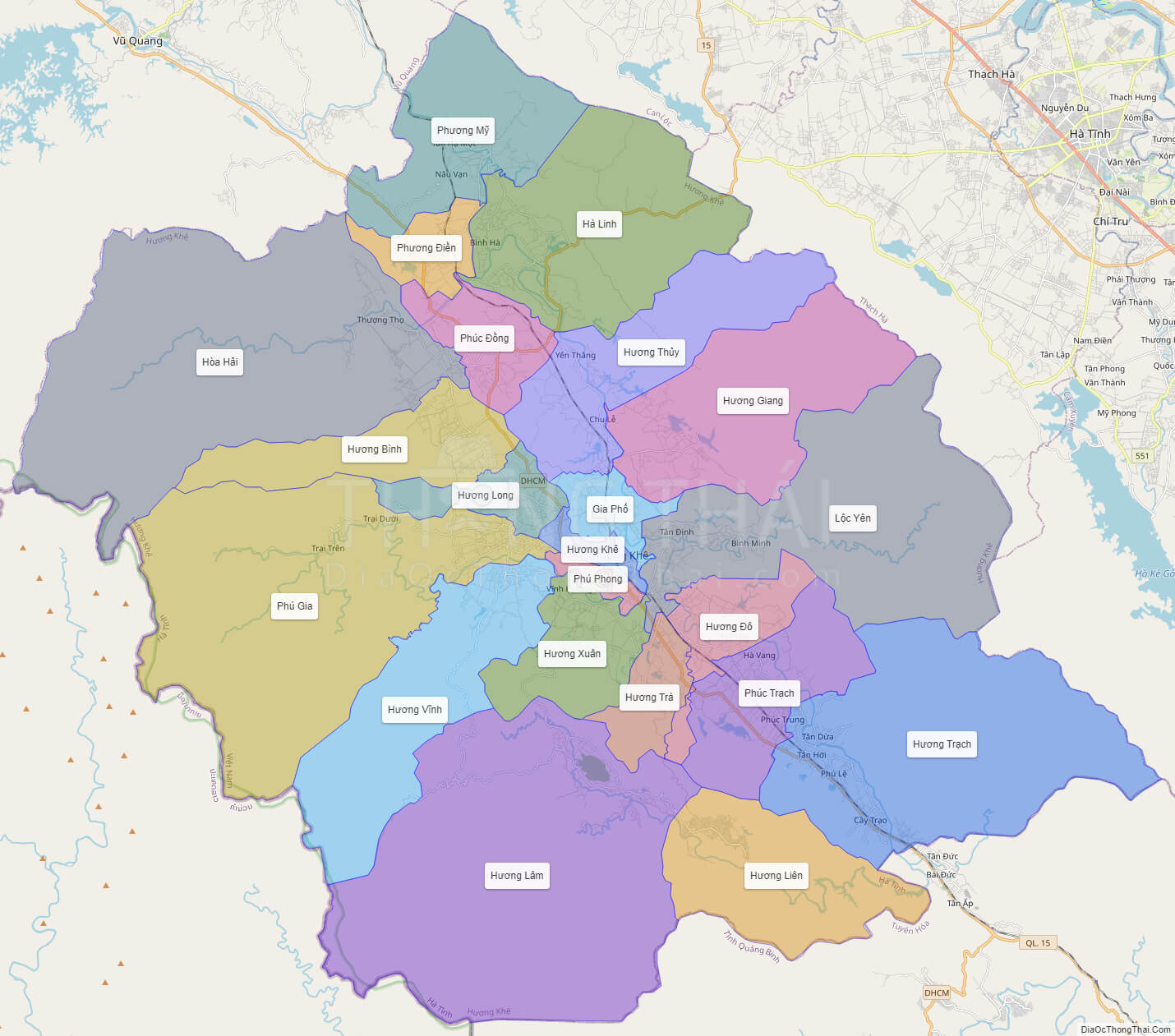 Bản đồ huyện Hương Khê - Hà Tĩnh - Địa Ốc Thông Thái
