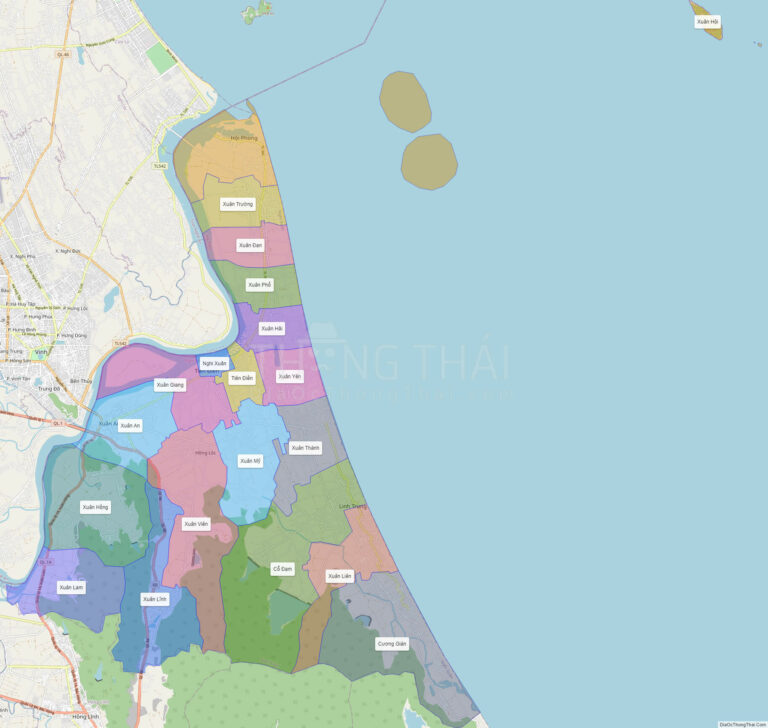 High-resolution political map of Nghi Xuan