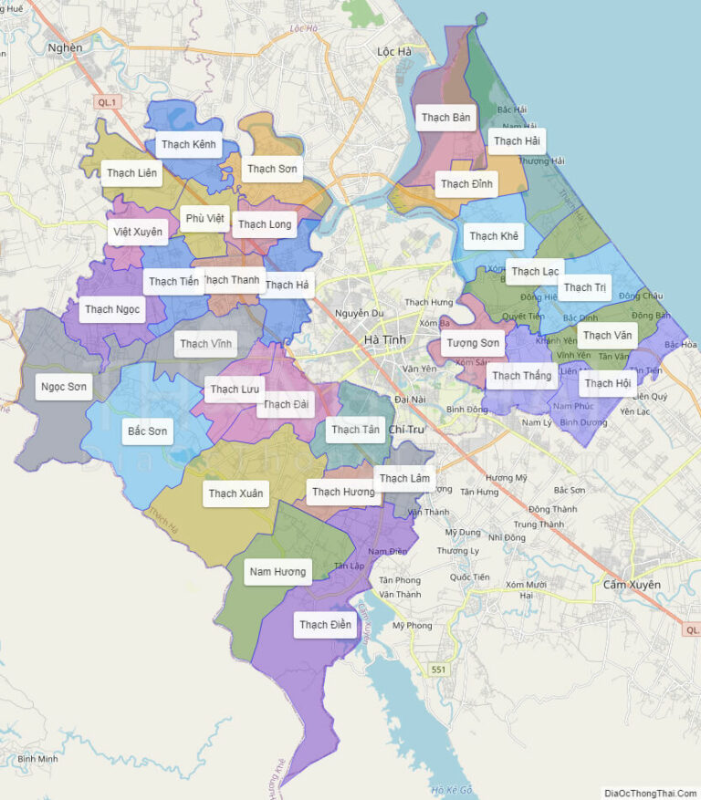 High-resolution political map of Thach Ha