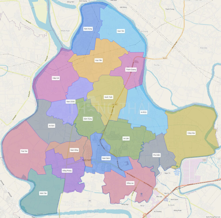 High-resolution political map of Nam Sach