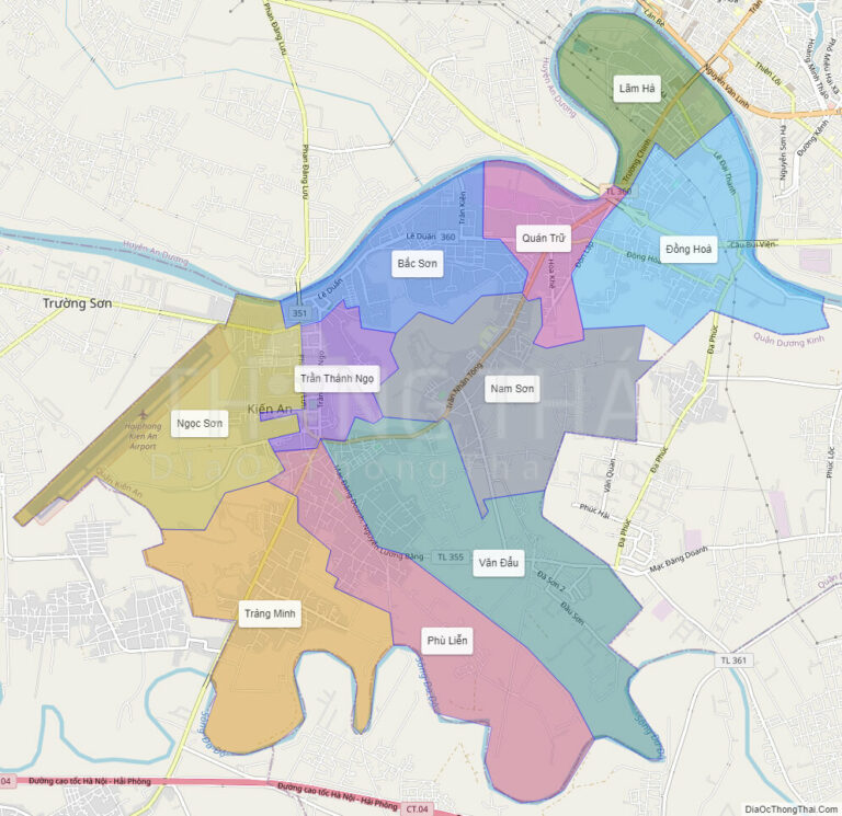 High-resolution political map of Kien An