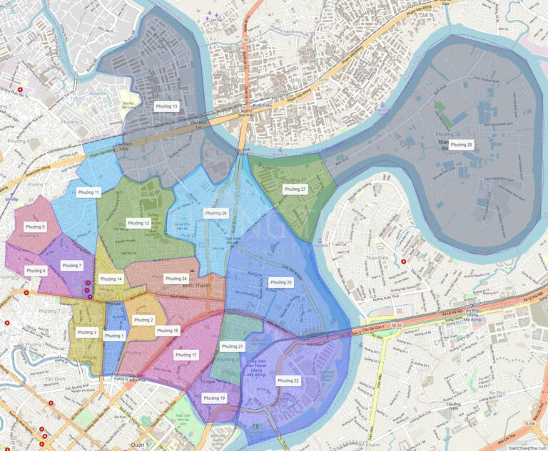 Bản đồ hành chính các phường của quận Bình Thạnh