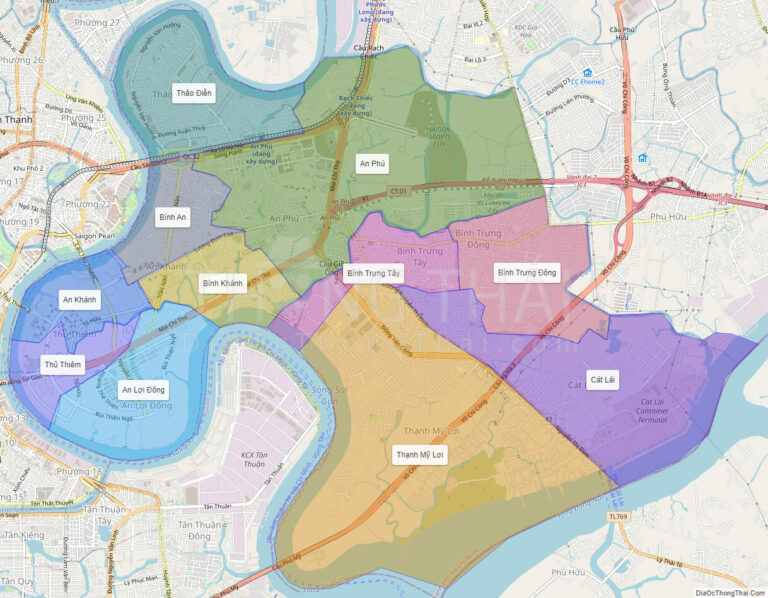 Bản đồ hành chính các phường của quận 2