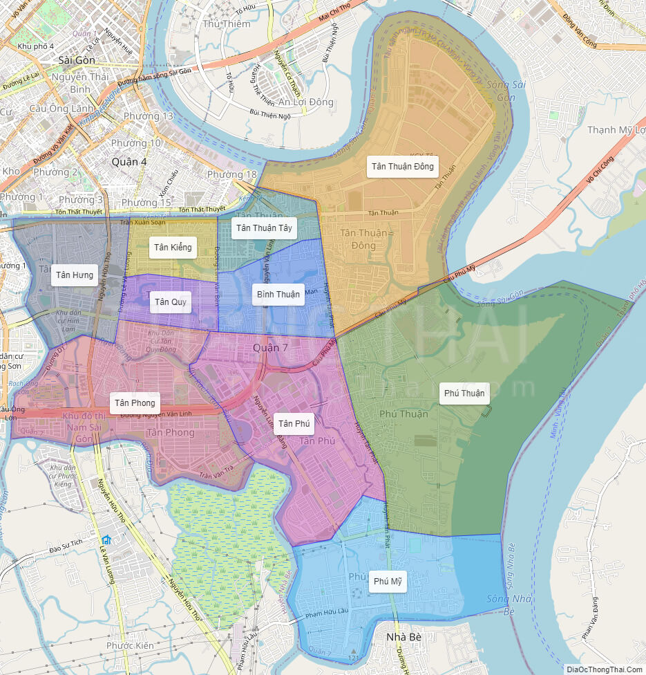 Bản đồ quận 7 giúp bạn có được cái nhìn tổng quan về diện tích và phân bố các khu vực tại Quận