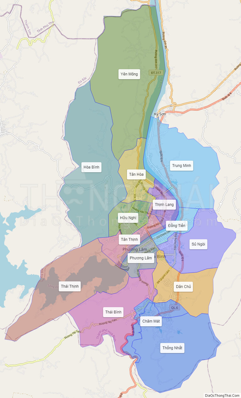 High-resolution political map of Hoa Binh