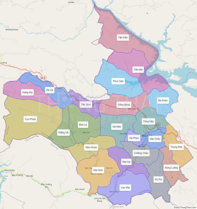 High-resolution political map of Mai Chau