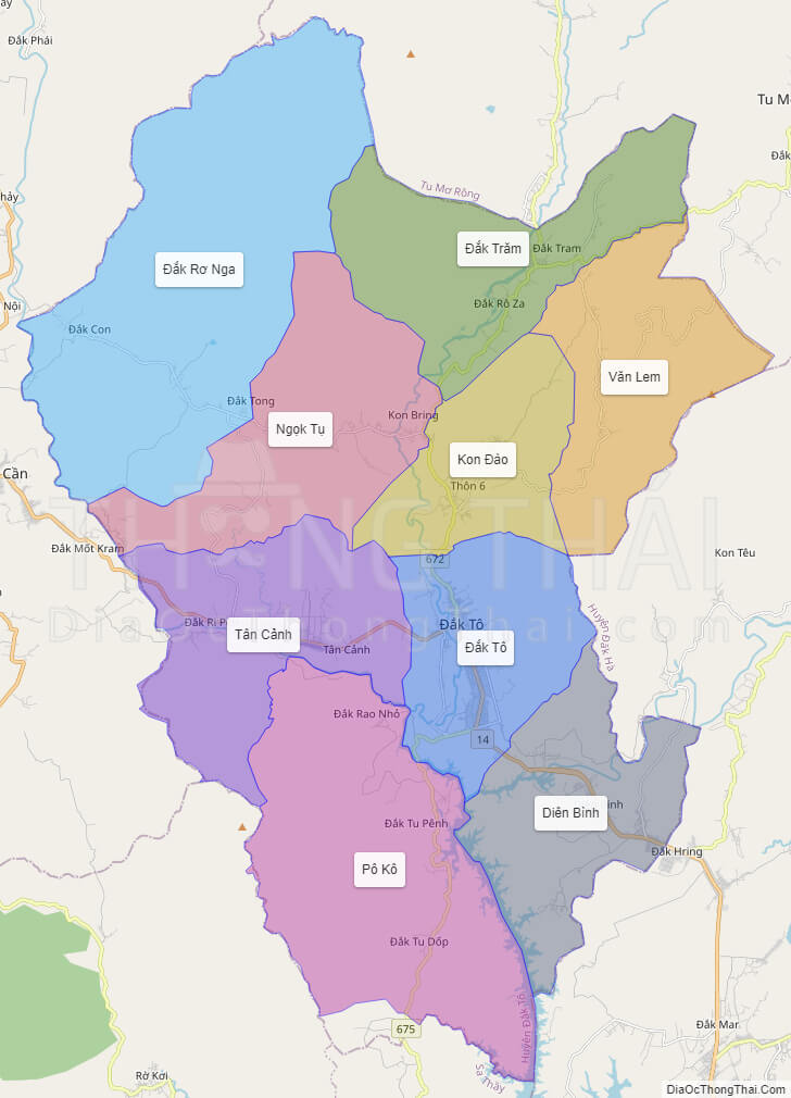 High-resolution political map of Dak To