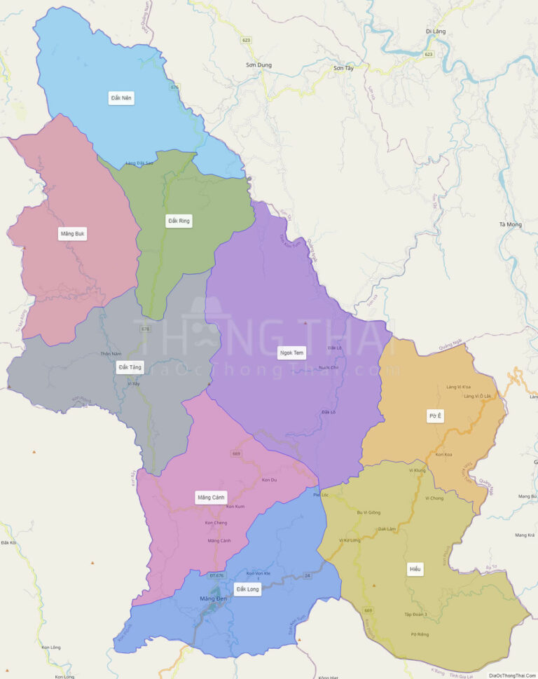 High-resolution political map of Kon Plong